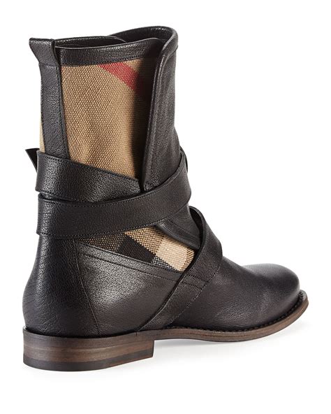 burberry check biker boots|BURBERRY Women's Brit Check Biker Boots .